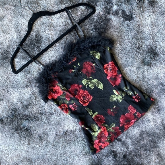 Urban Outfitters Tops - Ember Fallen Rose Marabou Feather Top
